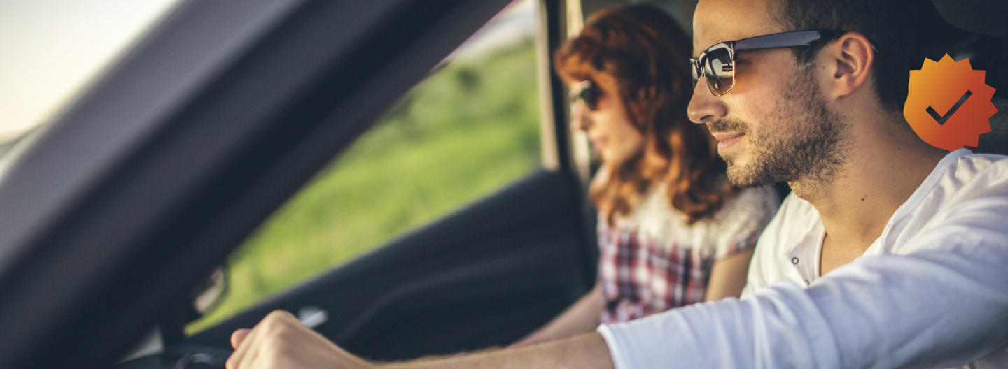 Couple driving in a car.